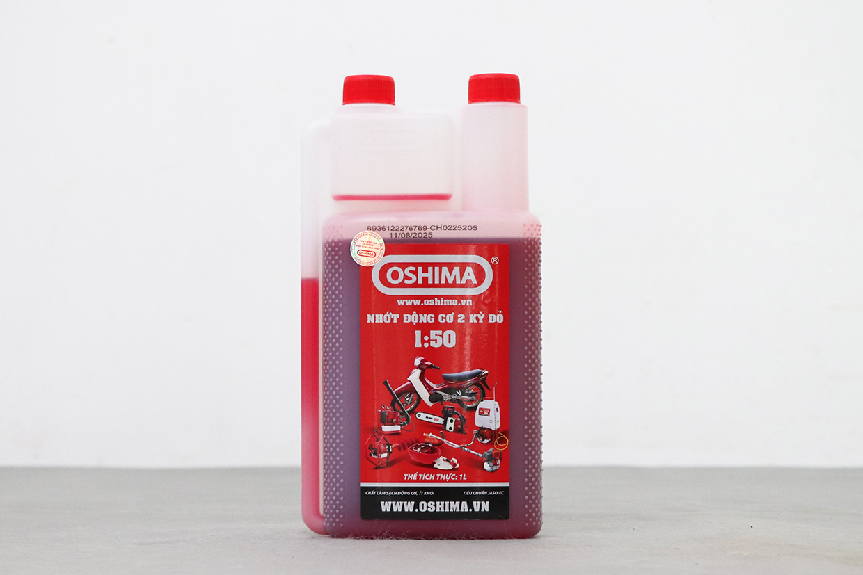Dầu nhờn Oshima 2T, 1L Đỏ 2 thì