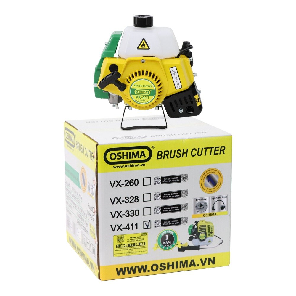 Máy phát cỏ Oshima VX411 1.45KW Vàng-xanh 2 thì (rời, xoay)