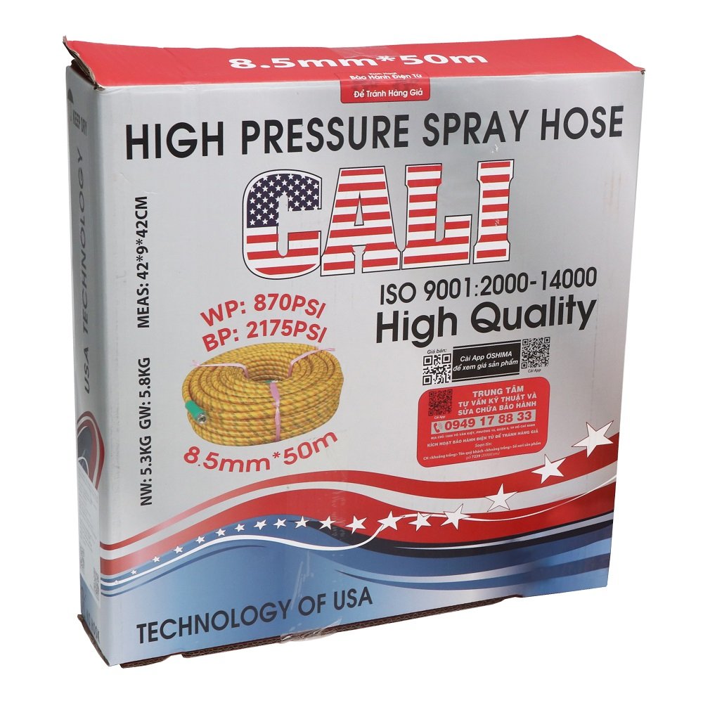 Ống nhựa PVC Cali 8.5mm x 50m Vàng